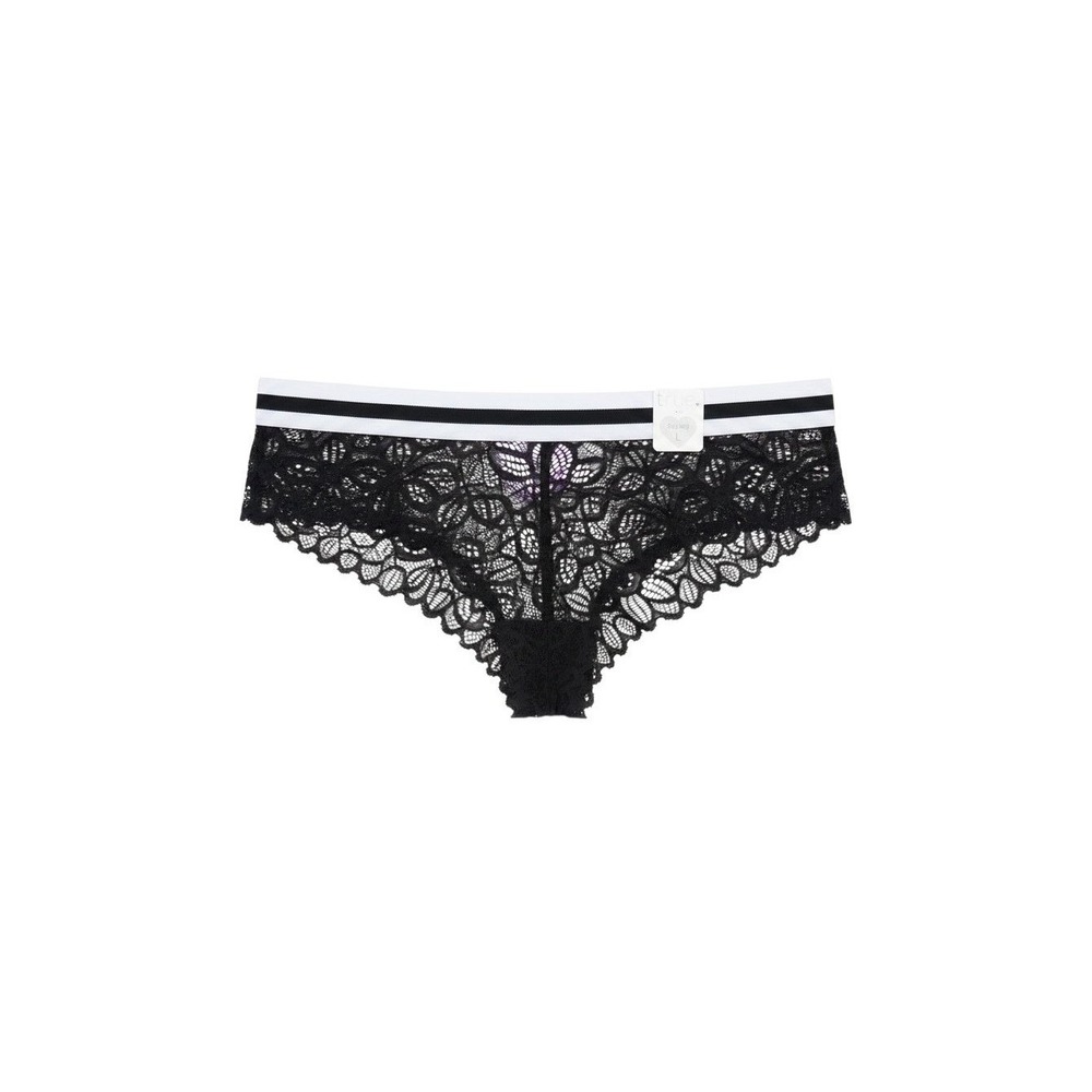 True Panties Womens Large Black New Lace Boyleg Striped Waistband 36639R21U